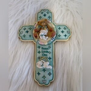 Decorative Cream Cross with blue Accent